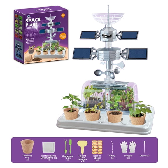 Tarmeek Space Theme Greenhouse Planting Toy for 2-5 Years Old Boys Girls, Plant Growth Observation STEM Kit, Elementary Science Education Toy, Christmas Birthday Gifts for Kids Age 1-3 Years Old