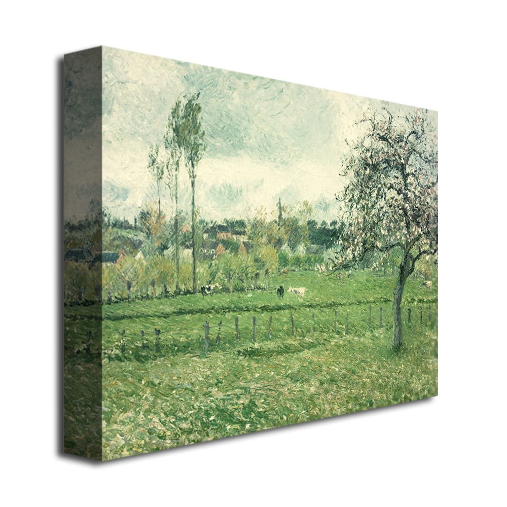 Trademark Fine Art "Meadow at Eragny, 1885" Canvas Wall Art by Camille Pissaro
