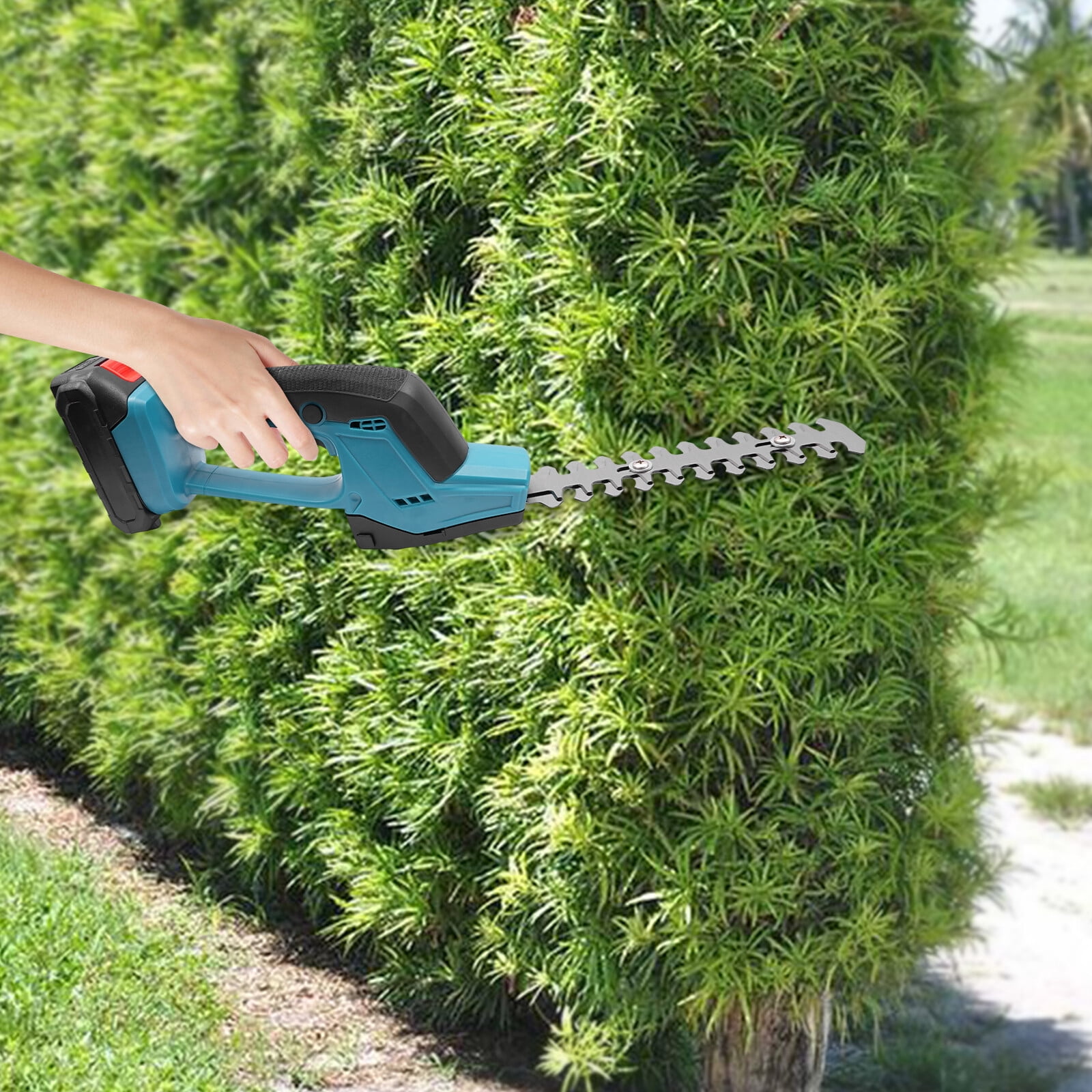 2-in-1 Cordless Hedge Trimmer & Grass Shear - 21V Lithium Battery Powered with 4.13" Cutting Width, 60min Runtime