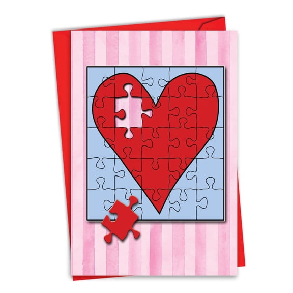 1 Valentine's Day Card with Envelope - Jigsaw Hearts C3181JVDG