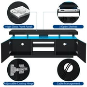 Hommpa LED TV Stand for TVs up to 70 with Power Outlets Modern Entertainment Center High Gloss Large TV Cabinet Adjustable Shelf PS5 Storage Gaming Media Console