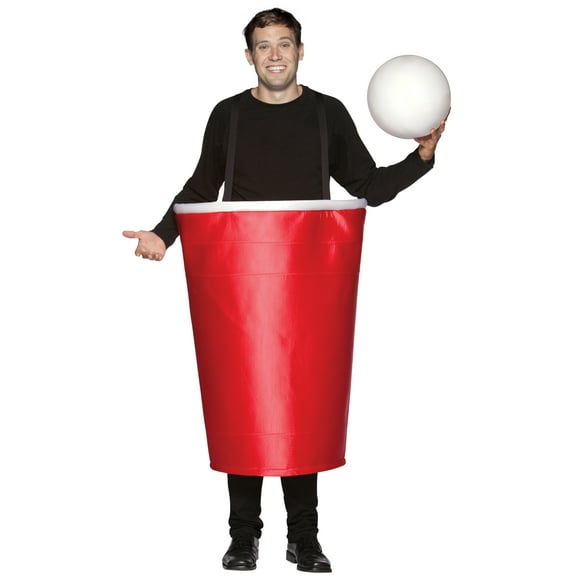 Rasta Imposta Red Beer Pong Cup Men's Halloween Fancy-Dress Costume for Adult, One Size