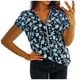 thumbnail image 2 of Pntutb Mujeres Damas Tallas grandes Estampado Cremallera Manga corta Cuello en V Suéter tops Camisa Pntutb Pntutb-4422, 2 of 6