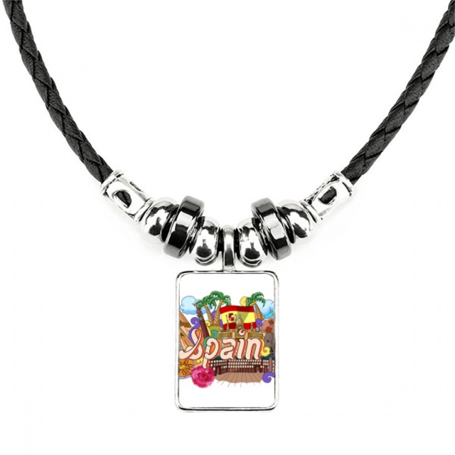 prado mariscos españa graffiti collar a mano colgante de cuerda de cuero Unbranded M