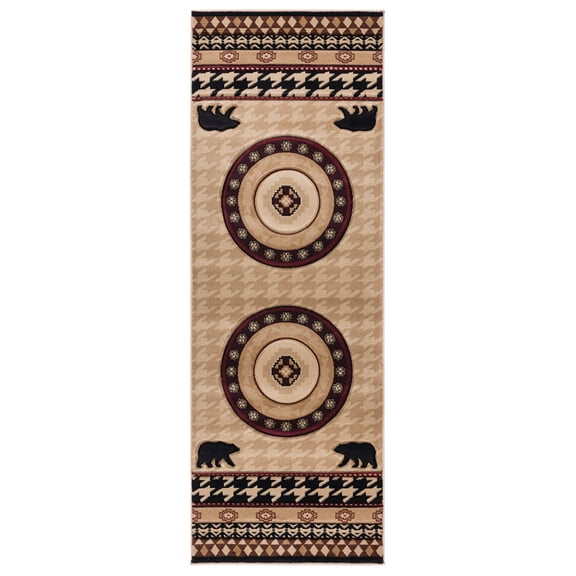 United Weavers Cottage Area Rug 2055 41626 Haven Beige Rings Bears 2' 7" x 7' 4" Rectangle