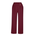thumbnail image 5 of CQONEPT Wide Leg Pant for Women Button Palazzo High Waist Pants Casual Loose Fit Trendy Comfy Trousers Wine XL, 5 of 5