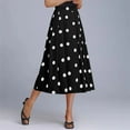 thumbnail image 2 of WTOBBY Women's Summer Casual Vintage Polka Dot Midi Skirt with Concealed Pockets, Flowy A-Line Large Swing Beach Skirt Drape Design for Retro Styling,Black L, 2 of 5