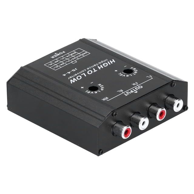 Convertidor de impedancia de Audio de 4 canales, 12V, línea RCA alta a baja, filtro de frecuencia de altavoz de Radio estéreo para coche