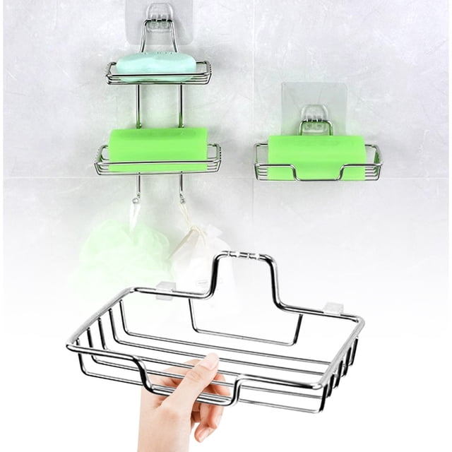TACILIP Stainless Steel Soap Rack Bathroom Storage Rack Non Perforated Wall Mounted Soap Storage Rack, Gifts for Men