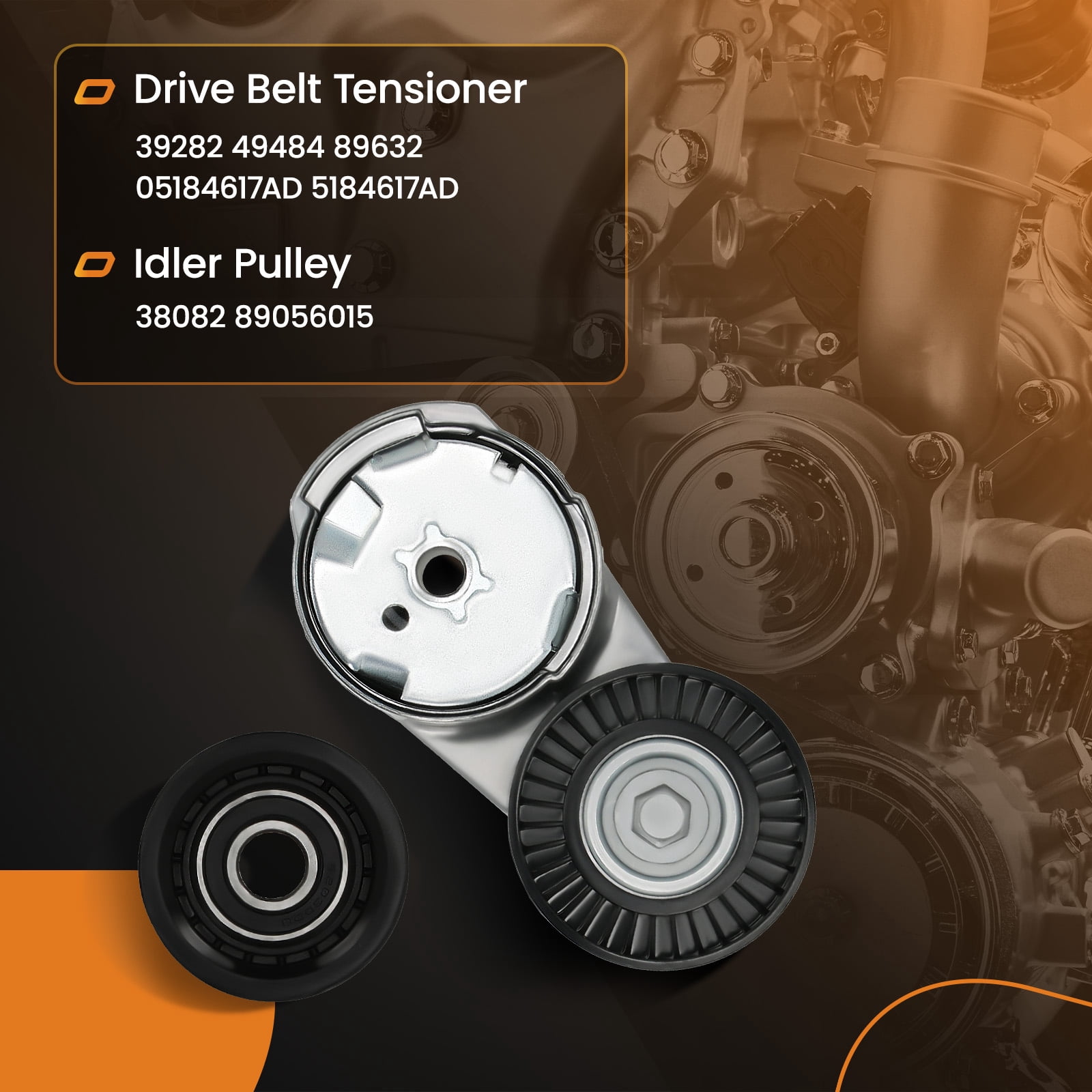 maXpeedingrods Tensioner Pulley Idler Pulley and Belt Tensioner Kit for Dodge Grand Caravan/Charger/Durango/Journey/Challenger/Avenger for Ram/Chrysler/Jeep 3.6L V6 Replace# 39282 38082