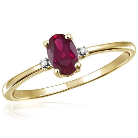 JewelersClub Ruby Ring Birthstone Jewelry–0.50 Carat Ruby 14K Gold Plated Silver Ring Jewelry with White Diamond Accent–Gemstone Rings with Hypoallergenic 14K Gold Plated Silver