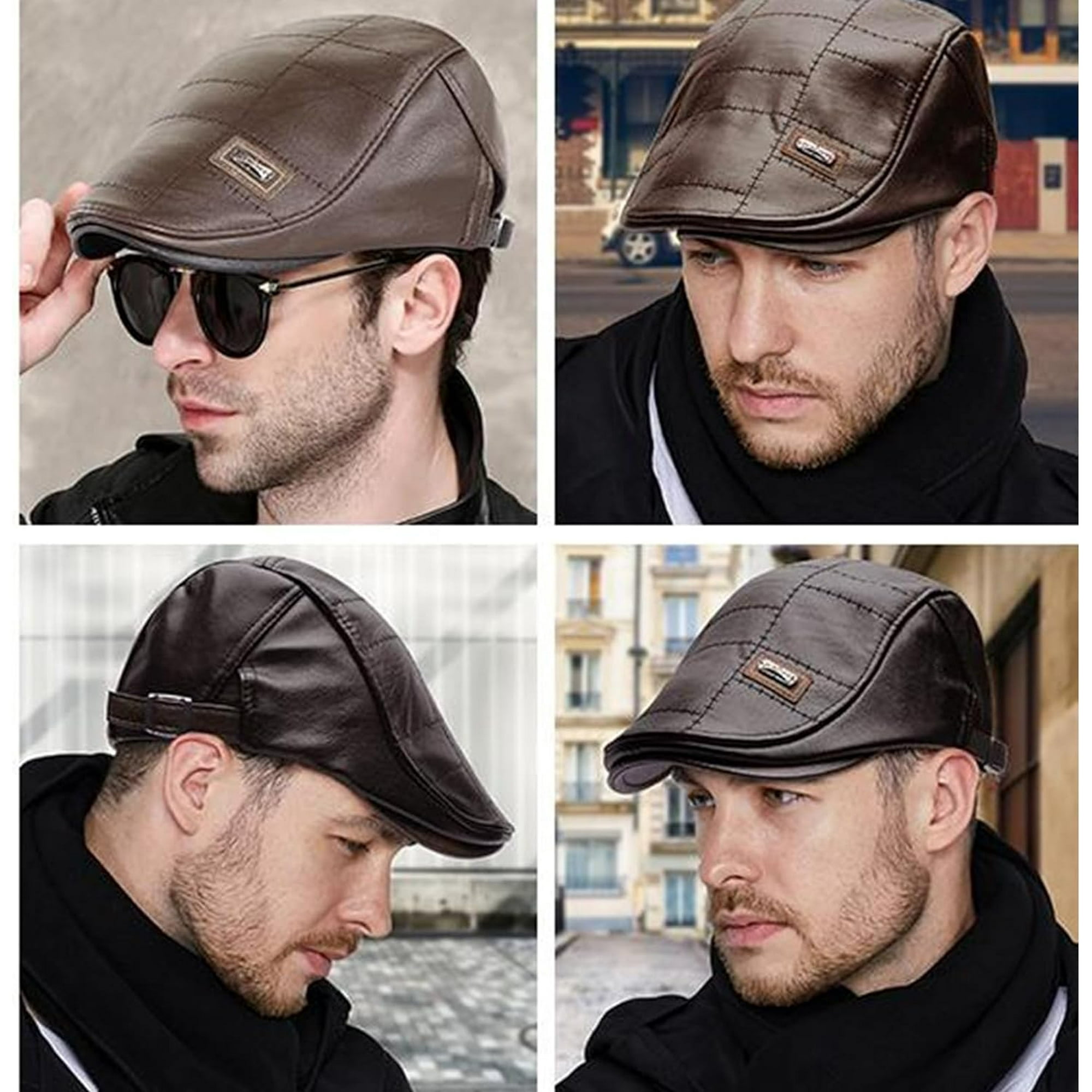 ORUYROP 2023 Trendy Leather Beret Leather Beret Boinas para Hombre Mens PU Leather Ivy Cap Newsboy Hats for Men 2 PCS 2 Walmart