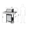 thumbnail image 5 of YIYADO 3-Burner Propane Gas Grill with Side Burner with Enameled Cast Iron Cooking Grid, Stainless Steel Grill, Black, 37230BTU, 5 of 6