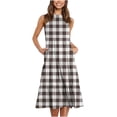 thumbnail image 1 of DPTALR Femmes Boho Été Imprimé Sans Manches Blouse Fluide Étagé Robe de Soirée Robe de Plage avec Poket, 1 of 6