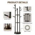 thumbnail image 3 of Solid Wood Rotary Coat Rack, Freestanding hat Rack with 3 Shelves and 9 Hooks, Coat tree for Bedroom, Entryway, Livingroom, Coat Hanger Stand for Coats, Scarves, Handbags (black), 3 of 9