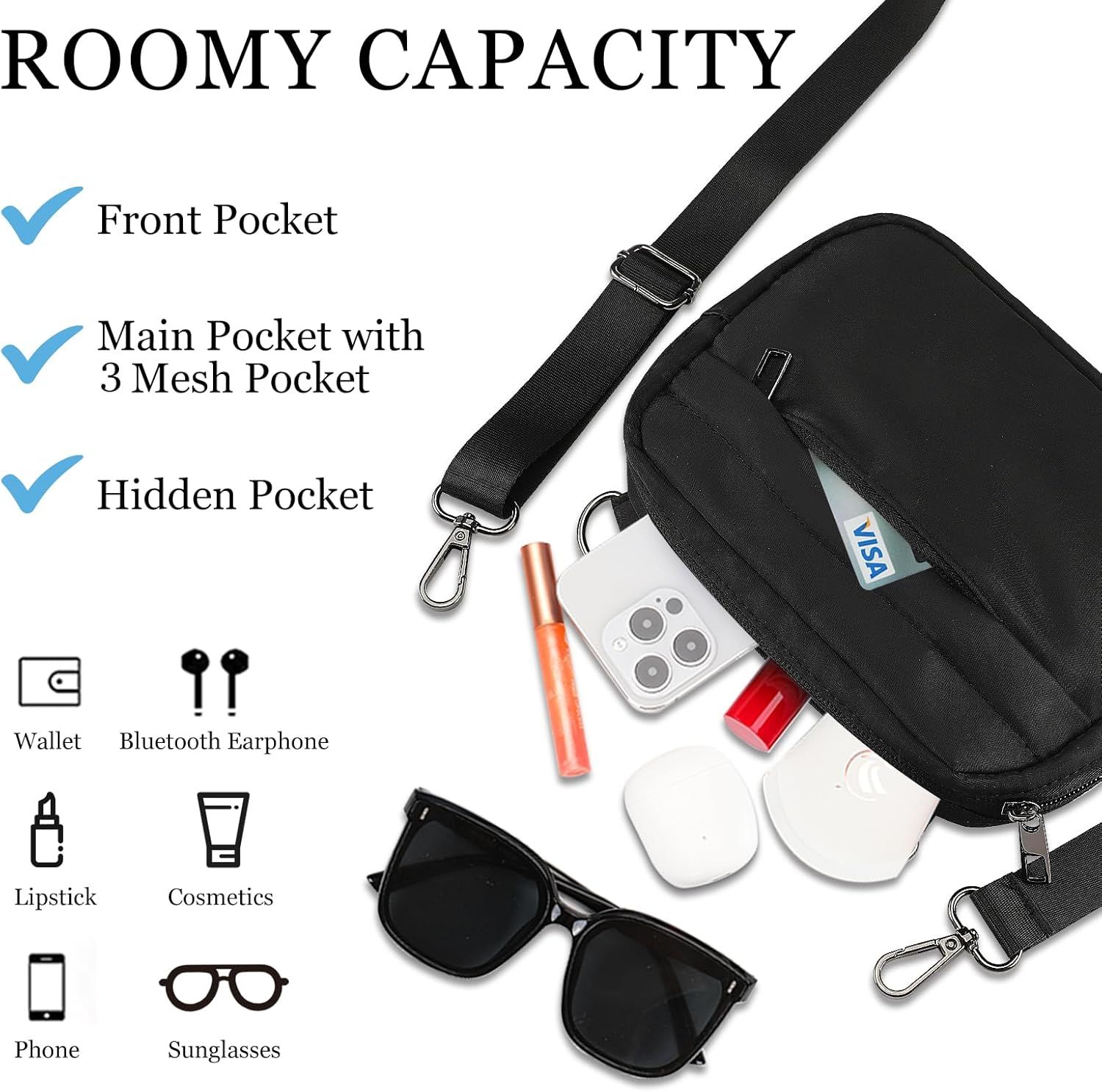 Small Crossbody Bags for Women Belt Bag Fanny Pack with Adjustable Strap