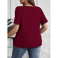thumbnail image 4 of Kaemgyyd Womens Plus Size Summer Tops Fashion Solid Color Knit Ribbed Shirts Casual V Neck Short Sleeve Work Tshirts, 4 of 7