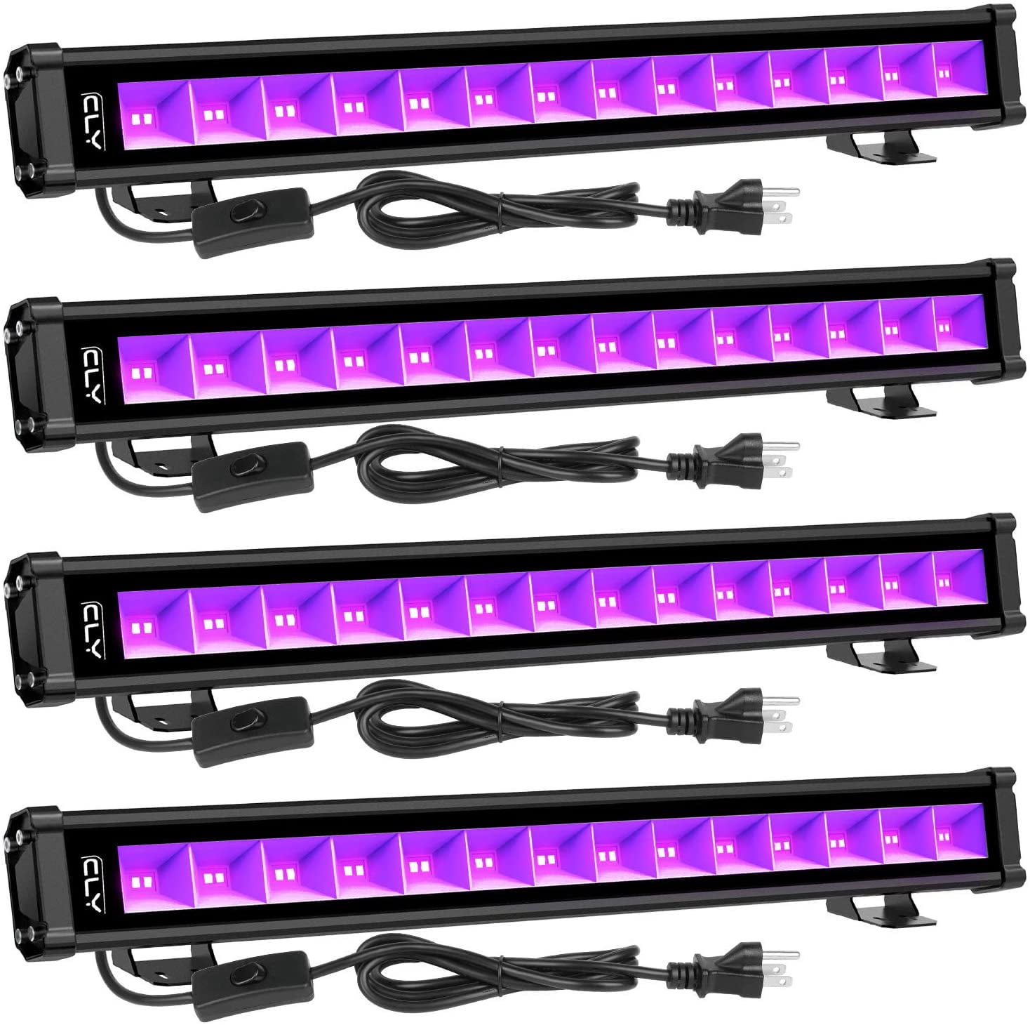 Birthday Wedding Party Glow in The Dark Party Supplies for Stage Lighting Body Paint CLY 4 Pack 28W UV LED Blacklight Bar Fluorescent Poster 5ft Power Cord with US Plug and Switch 