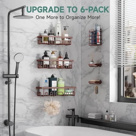 Shower Caddy 6-Pack No Drilling & Rustproof Waterproof Adhesive Shelves Rack with Soap Holder Bathroom Organizers and Storage Wall-Mounted Kitchen & Home Decor Shower Caddy 6-Pack No Drilling & Rustproof Waterproof Adhesive Shelves Rack with Soap Holder Bathroom Organizers and Storage Wall-Mounted Kitchen & Home Decor