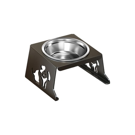 Stainless Steel Dog Water Sculpted Piece Elevated Dog Bowls for Small Dogs Raised Dog Feeder Collapsible Frame Neck Support Black Finish 4 in Tall 1 Pc