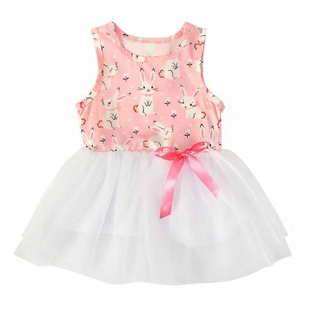

Summer Savings Clearance! Edvintorg Easter dress for kids girls Toddler Baby Girls Summer Sleeveless Dress Cotton Cartoon Printed Screen Round Neck Gauze Princess dresses Skirt 1-5 Years