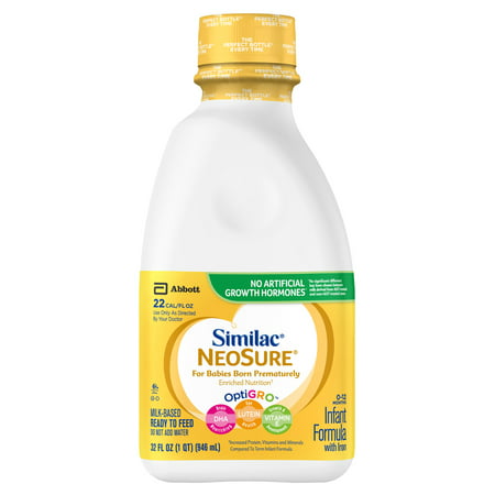 Similac NeoSure Infant Formula with Iron Baby Formula 1 qt Bottles (Pack of