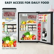 KNDKO 2.6 Cu.ft Mini Fridge with Freezer, Energy Efficient Compact Refrigerator with Reversible Single Door, Removable Glass Shelves for Office, Dorm, Bedroom, Apartment, Black