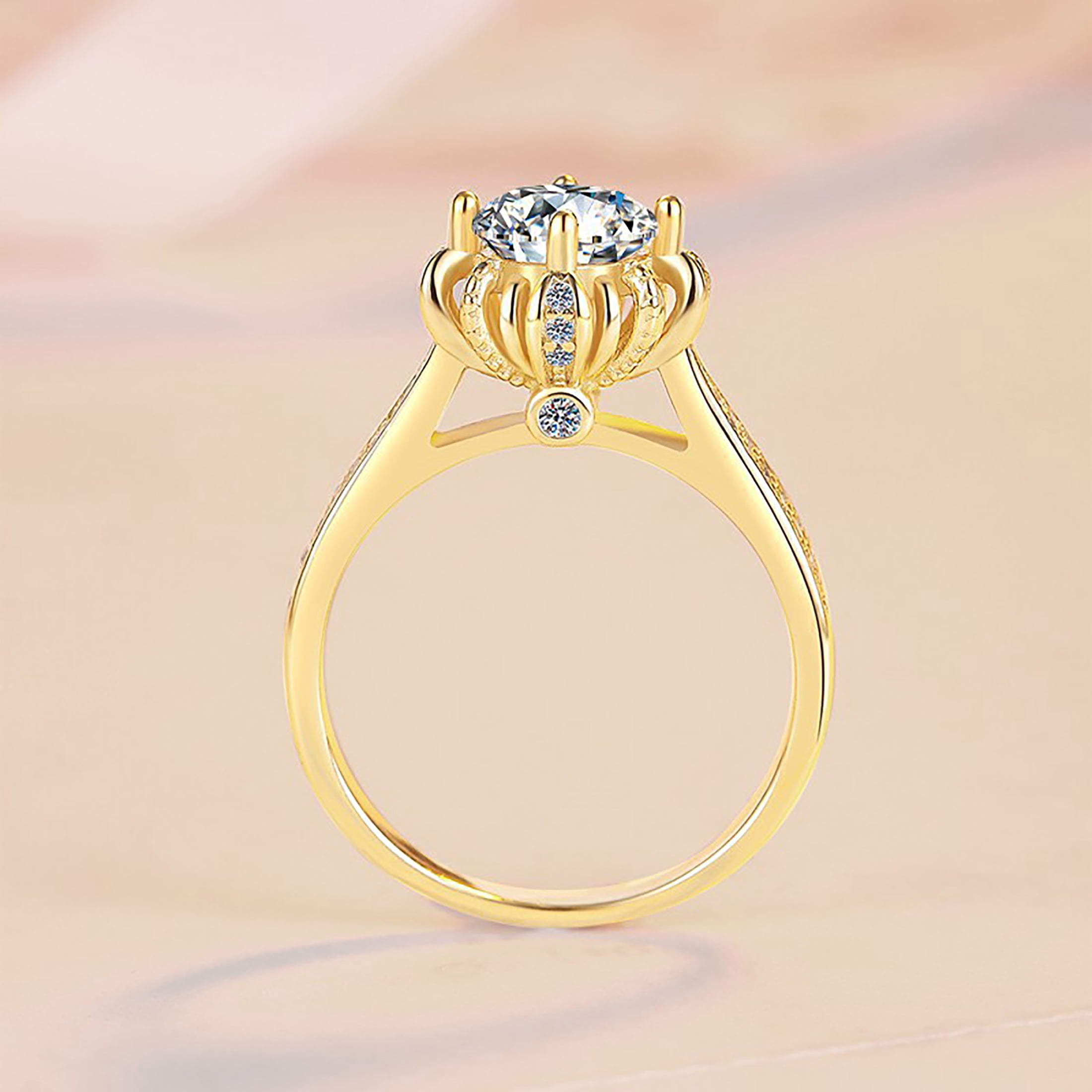 1.0ct Moissanite Diamond Petal Engagement Ring for Women D Colour Sparkling Halo Lover Genuine Moissanite Wedding Promise Four-claw Flower Shape Group Diamond Bridal Jewelry