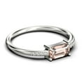thumbnail image 2 of Beautiful Minimalist 0.95 Carat Emerald Cut Morganite And Diamond Moissanite Engagement Ring, Wedding Ring in 925 Sterling Silver With 18k White Gold Plating, Gift For Her, Girlfriend, Promise Ring, 2 of 3