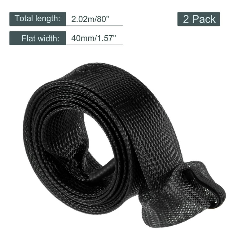 Uxcell 2.02m Black Fishing Rod Sleeve Rod Sock Cover Braided Mesh Rod Protector 2 Pack