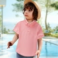 thumbnail image 2 of CCRFTGI Pique Polo Shirt for Girls Casual School Uniform Boys Shirts 2025 Summer Lapel Collar Pink Tshirt Plain Short Sleeve Shirts,Pink 4-5 Years, 2 of 5