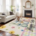 thumbnail image 3 of Easter Bunny Area Rugs Collection 6'x9', Spring Watercolor Polka Dot Flower Plaid Beige Non Slip Indoor Rectangle Throw Runner Rug Floor Mat Carpet for Living Room Dining Table Bedroom Nursery, 3 of 9