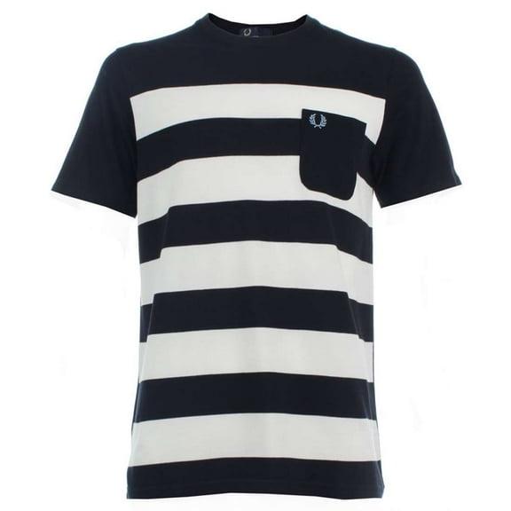 Fred Perry Men's Pique Striped T-shirt, Navy White,XS - US