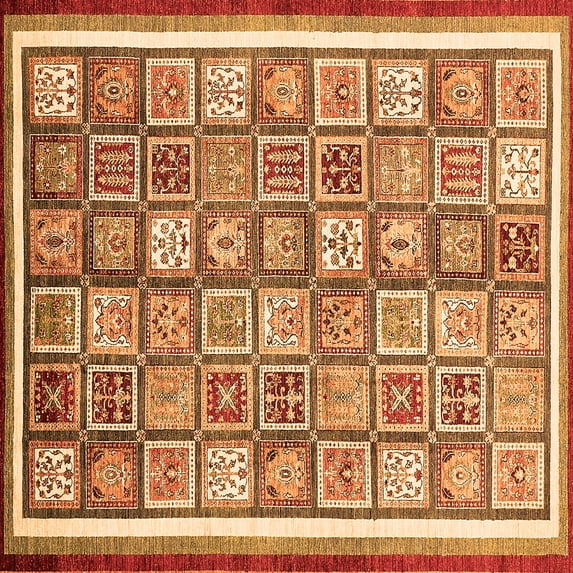 Ahgly Company Indoor Square Abstract Orange Modern Area Rugs, 5' Square