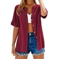 thumbnail image 6 of Women Shirts Women'S Oversized Linen Shirt - Relaxed Fit Button Down Casual Top,Red Women Shirts 5XL, 6 of 9