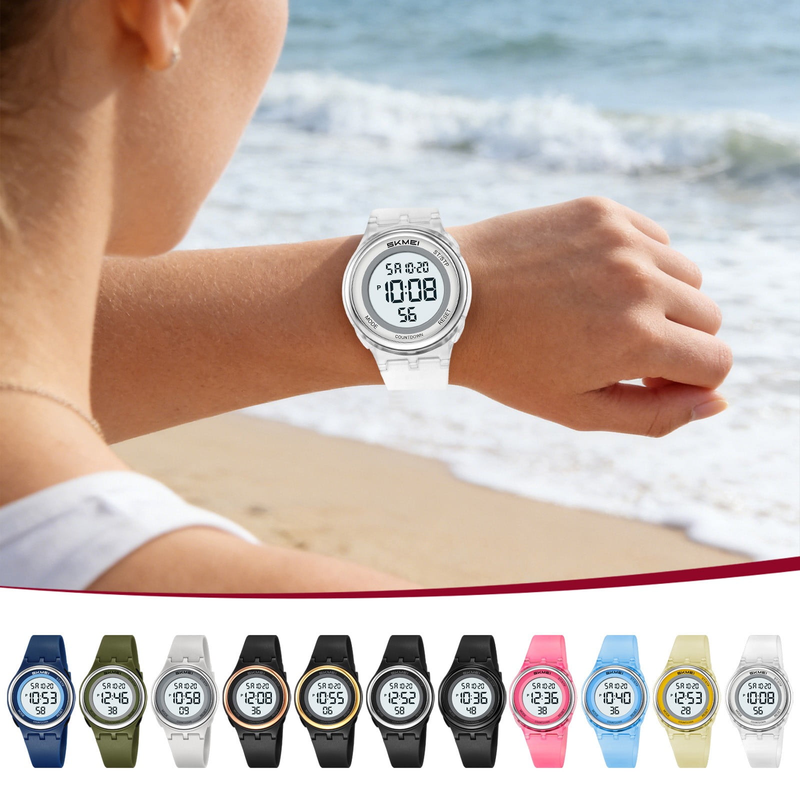 Yeciiwht Digital Waterproof Watch – Simple Electronic Wristwatch with Luminous Display and Soft Silicone Strap for Daily Wear