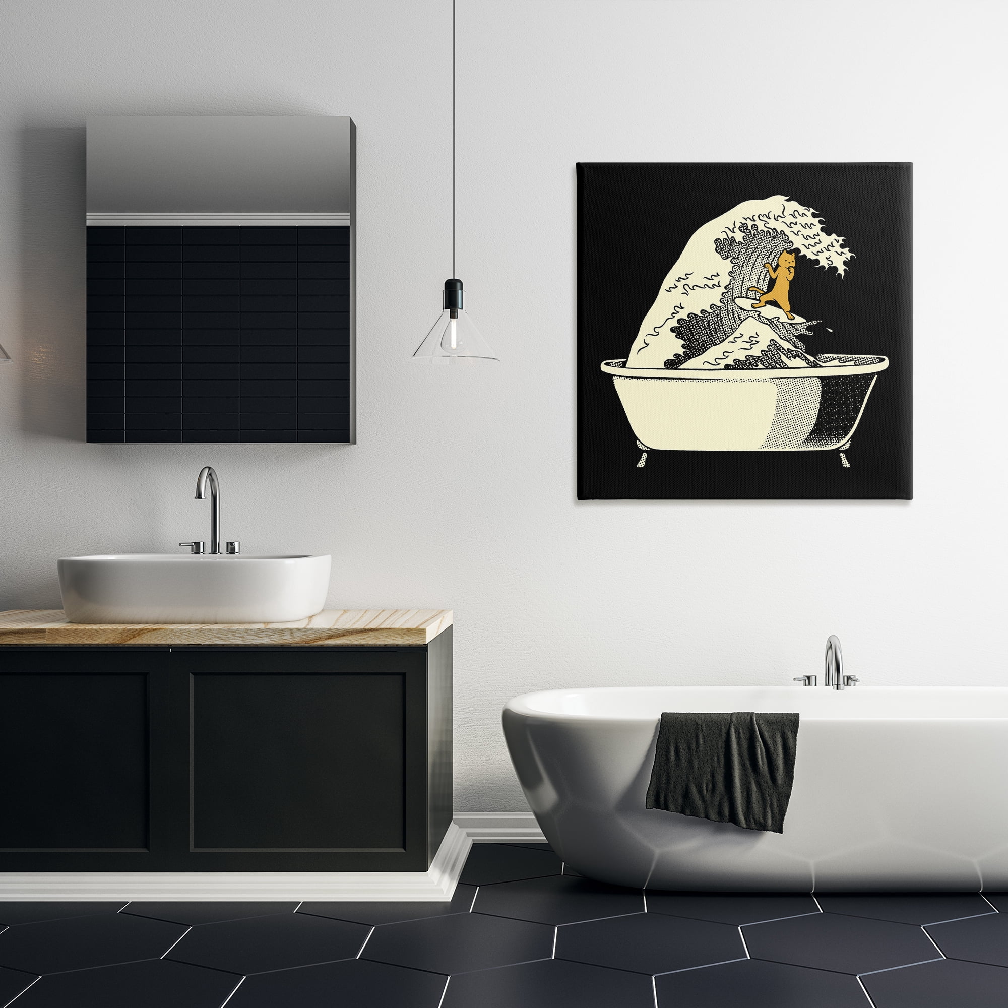 Stupell Industries Kanagawa Bathtub Cat Canvas Wall Art, design by Tobe Fonseca