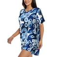 thumbnail image 2 of Bixox Women's Evil Eye Printed Pajama Set 2 Piece Lounge Set Top and Shorts Soft Pajamas, Shorts with Pockets, 2 of 7