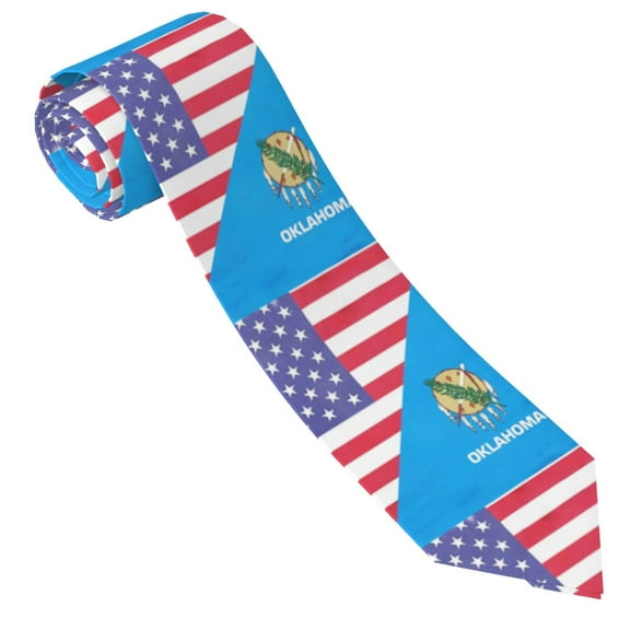 America Oklahoma Flag Tie For Men Funny Neckties Fashion Gentleman Soft Comfortable Ties