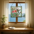 thumbnail image 6 of Rose and Hummingbirds Stained Glass Panels Window Hangings Tiffany Glass Traditional Art Crafts for Home Decor Gifts Square design, 8in 74OR1, 6 of 6