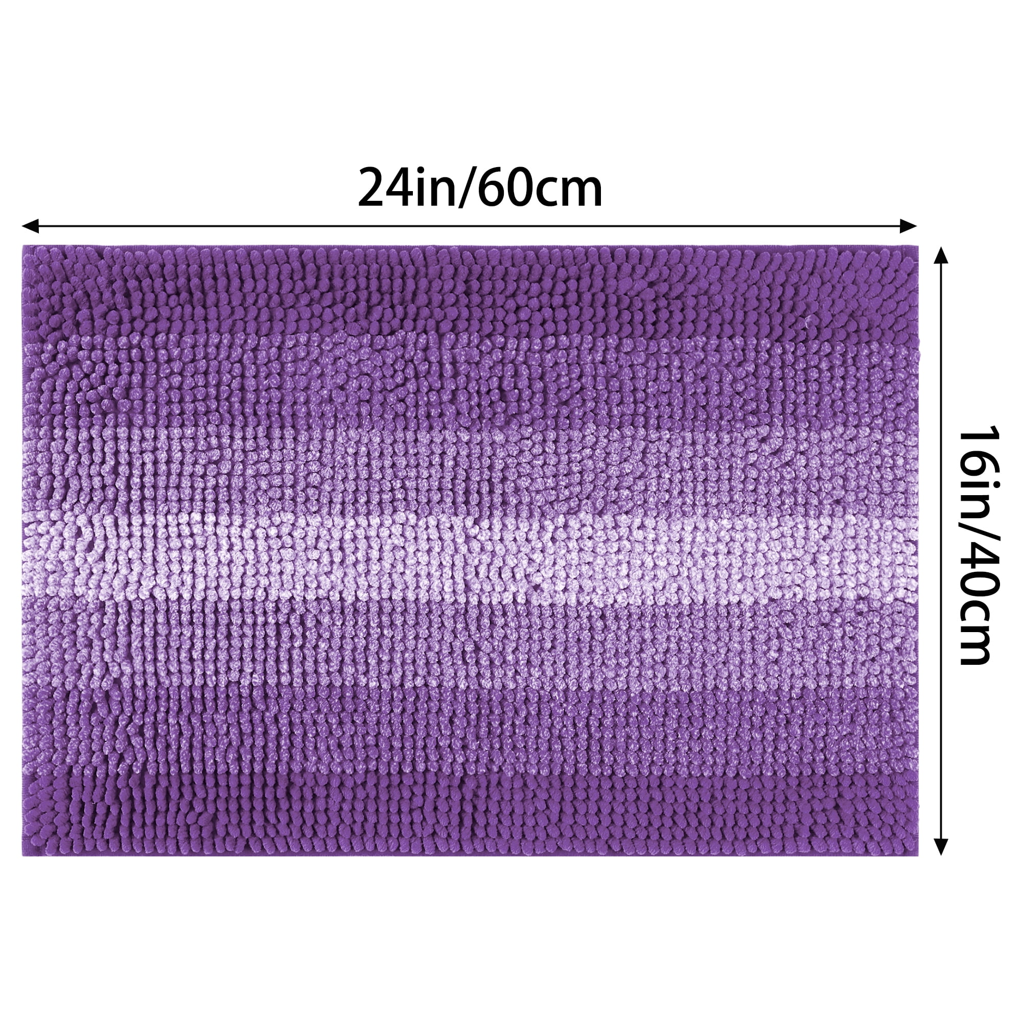 Unique Bargains Striped Bathroom Rugs Non-Slip Bath Carpet Bath Mats Purple 16"x24"