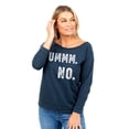 thumbnail image 2 of Ummm NO Women's Fashion Slouchy 3/4 Sleeves Raglan Lightweight Sweatshirt Navy Large, 2 of 3