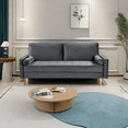 thumbnail image 5 of Sofa Simple Small House Double Three Person Straight Row American Retro Gray Velvet Furniture Fabric Sofa Small Living Room Bedroom Office, 5 of 9