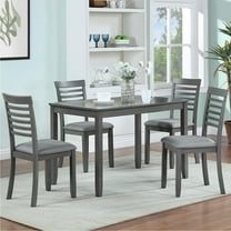 Sesslife 5 Piece Dining Set with One Rectangle Table and 4 Upholstered Chairs for 4 Persons, Dining Room Table Set for Small Place(Table 4 Chairs)