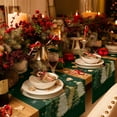 thumbnail image 6 of Green Christmas Dresser Scarf Farmhouse, Dining Table Decorations for Wedding/Parties, Xmas Tree Snowflake Farmhouse Table Runner 120 Inches Long for Kitchen Dining, 13 x 120 In, 6 of 9