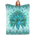 thumbnail image 5 of Peacock Blanket Peacock Decor Throw Blankets Cozy Fleece Flannel Blanket Plush Lightweight Bedding Blanket Peacock Gifts Stuff for Girls Women Teens for Couch Sofa Bed 60"X80", 5 of 6
