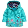 thumbnail image 5 of Oudiya Girls and Kids Waterproof Rain Jacket Toddler Lightweight Cotton Lined Raincoats with Hood Floral Rain Gear, 5 of 8