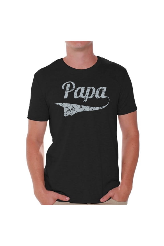 Papa T Shirt for Men Mens Graphic Tshirt Tops Vintage Fathers Day Gift for Daddy Best Dad Ever Shirts Papa Gifts from Daughter Father Gifts from Son Dad Tshirt