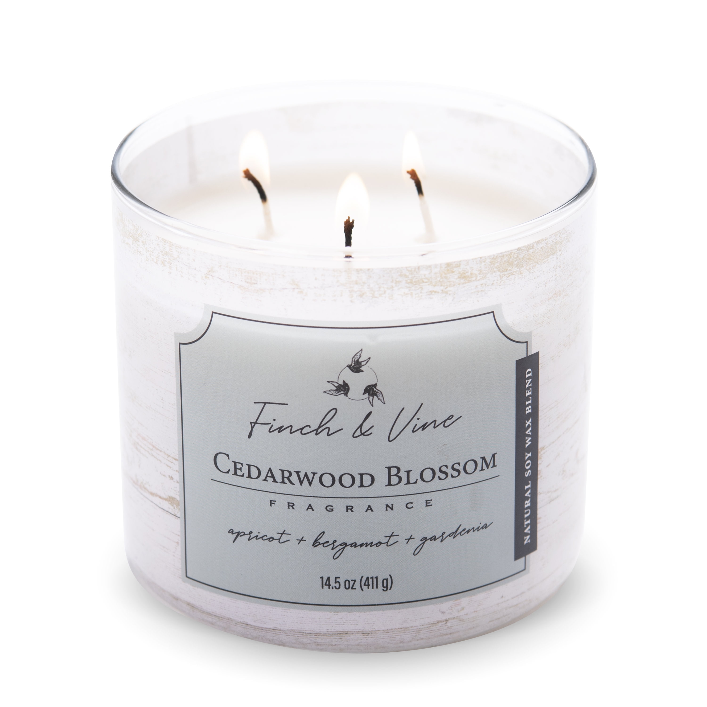 Carolina Candle Cedarwood Blossom 14.5Oz, 3 Wick Candle, White