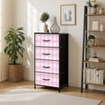thumbnail image 2 of Kanworse 4 Drawer Fabric Dresser for Bedroom Pink Gingham Checkered Soft Chests of Drawers for Closet Organizers Storage, 2 of 8